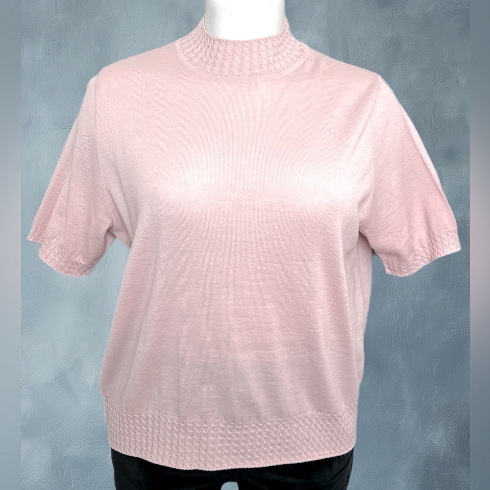 Aran Crafts XXL Short Sleeve Mock Neck Sweater Merino Wool Blend Made In Ireland